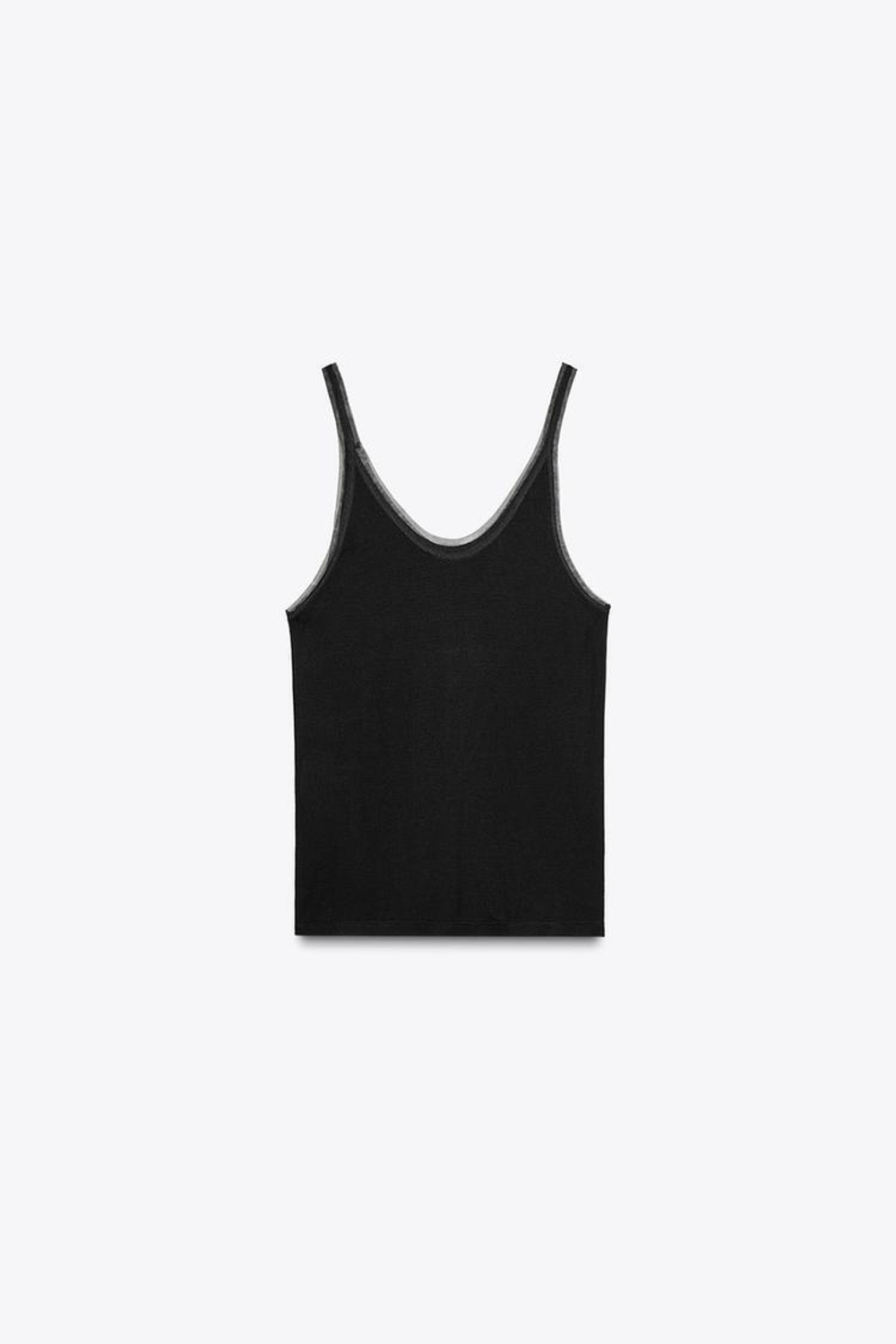 ZARA КОМБИНИРОВАННАЯ ФУТБОЛКА, ЧЕРНЫЙ