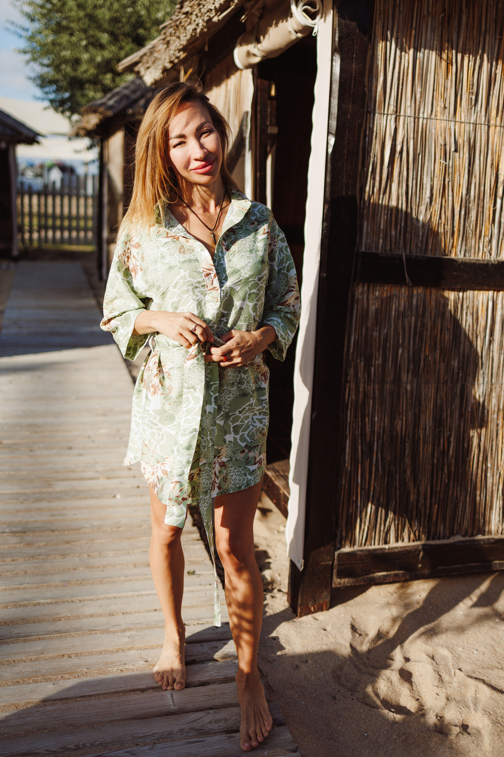 Блузка-Туника "Коричнево-зеленый принт"