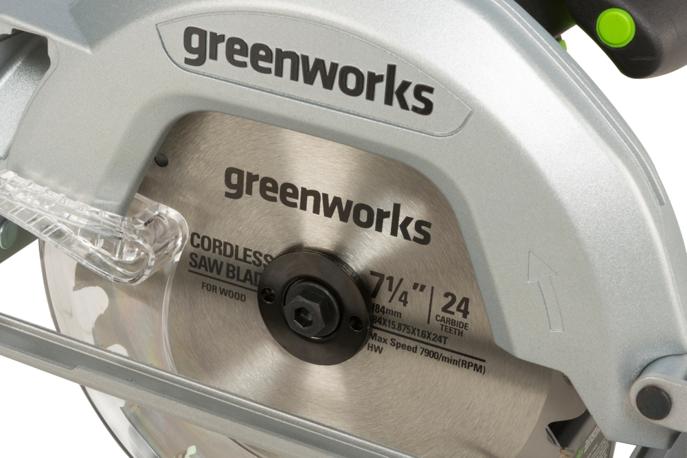 Пила циркулярная аккумуляторная 24V Greenworks G24CS б/щ 185мм без АКБ и ЗУ