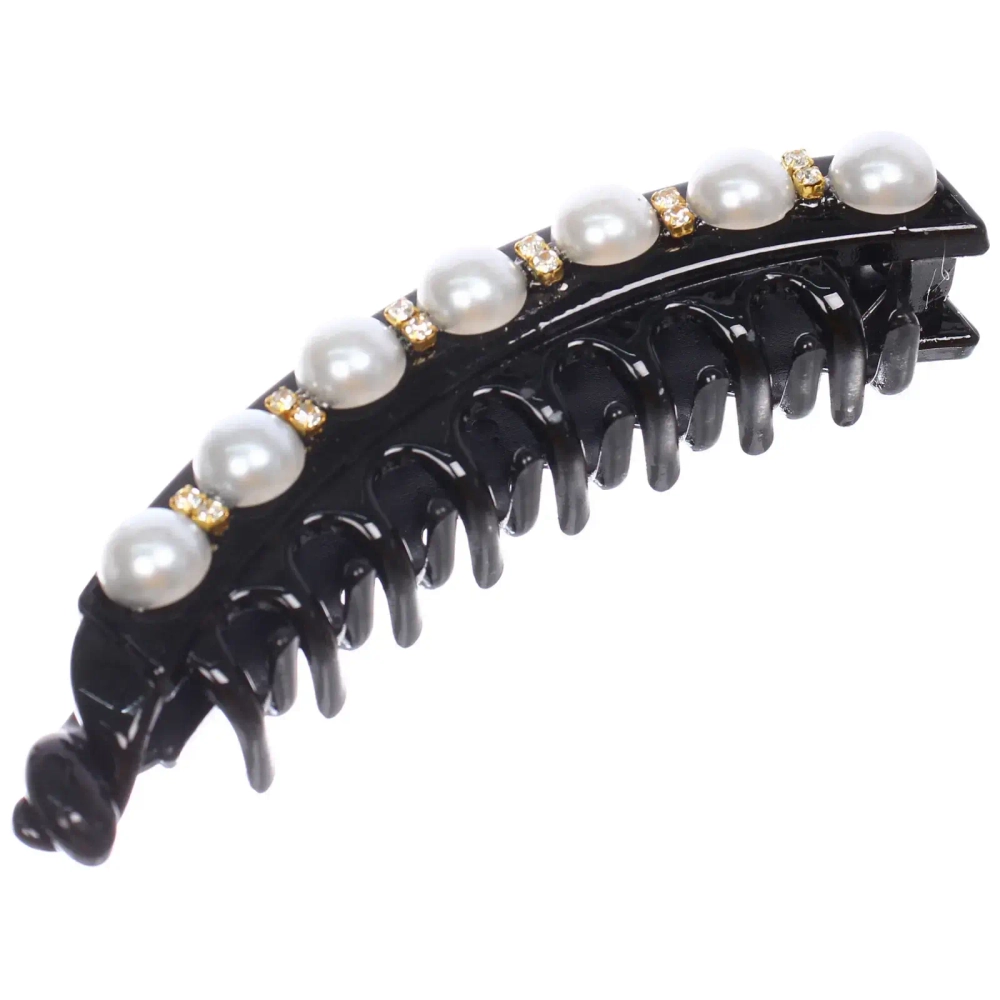 Заколка - банан для волос в пакете «PREMIUM», летани, цвет чёрный, 10*2.5см