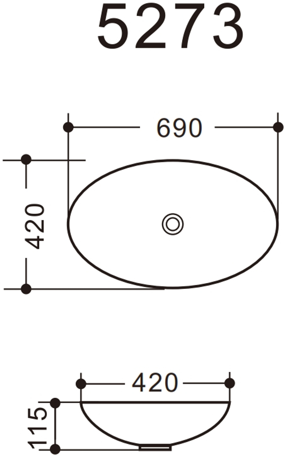 Раковина керамическая накладная Art&Max AM5273-W