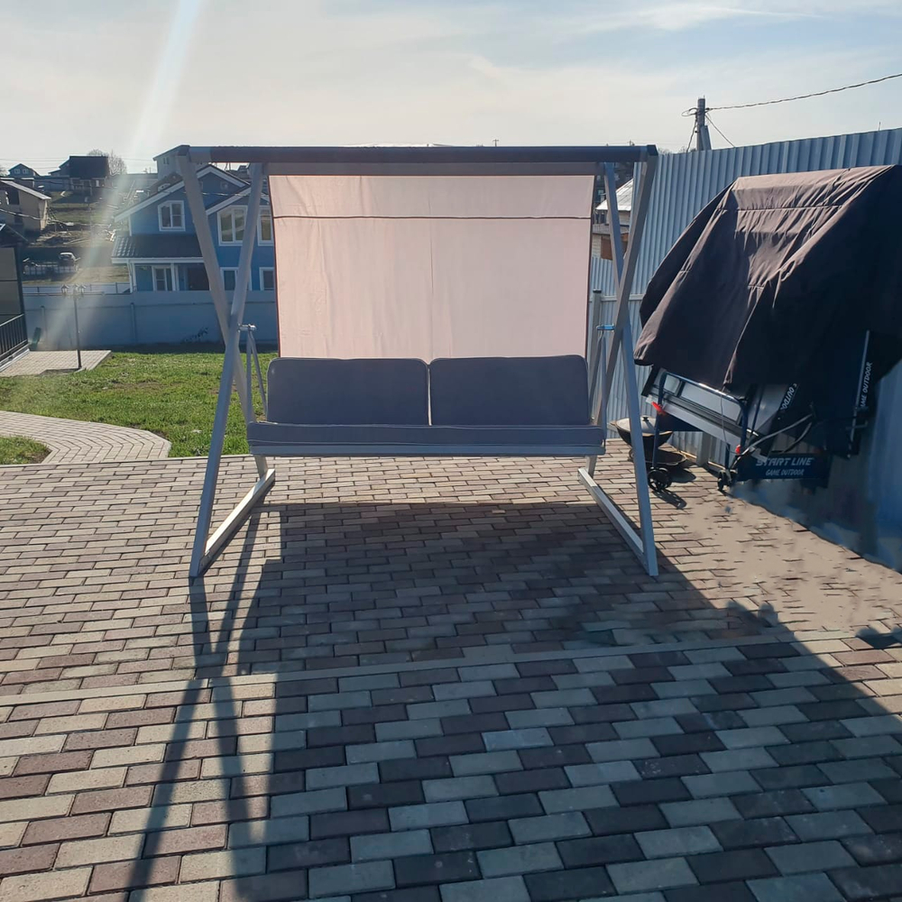 Качели садовые 3-х местные Сакура с004(каркас серебряный, м/э серый рис.без рисунка)2 упаковки