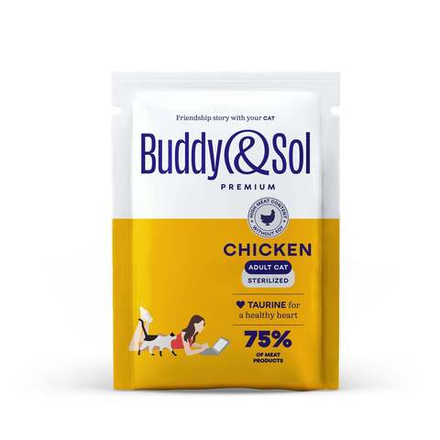 Паучи Buddy&Sol PREMIUM ADULT STERILIZED для стерилизованных кошек курица в соусе 85 г