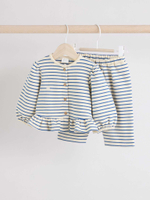 Кардиган и брюки в комплекте для малышей Next E66-464, Молочный, Синий