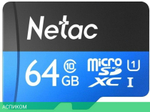 Карта памяти Netac P500 Standard 64GB + адаптер (NT02P500STN-064G-R)