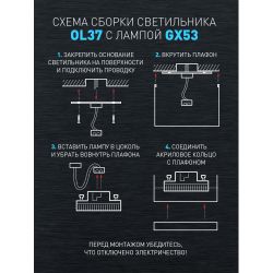 Светильник настенно-потолочный спот ЭРА OL37 BK под GX53 IP20 черный