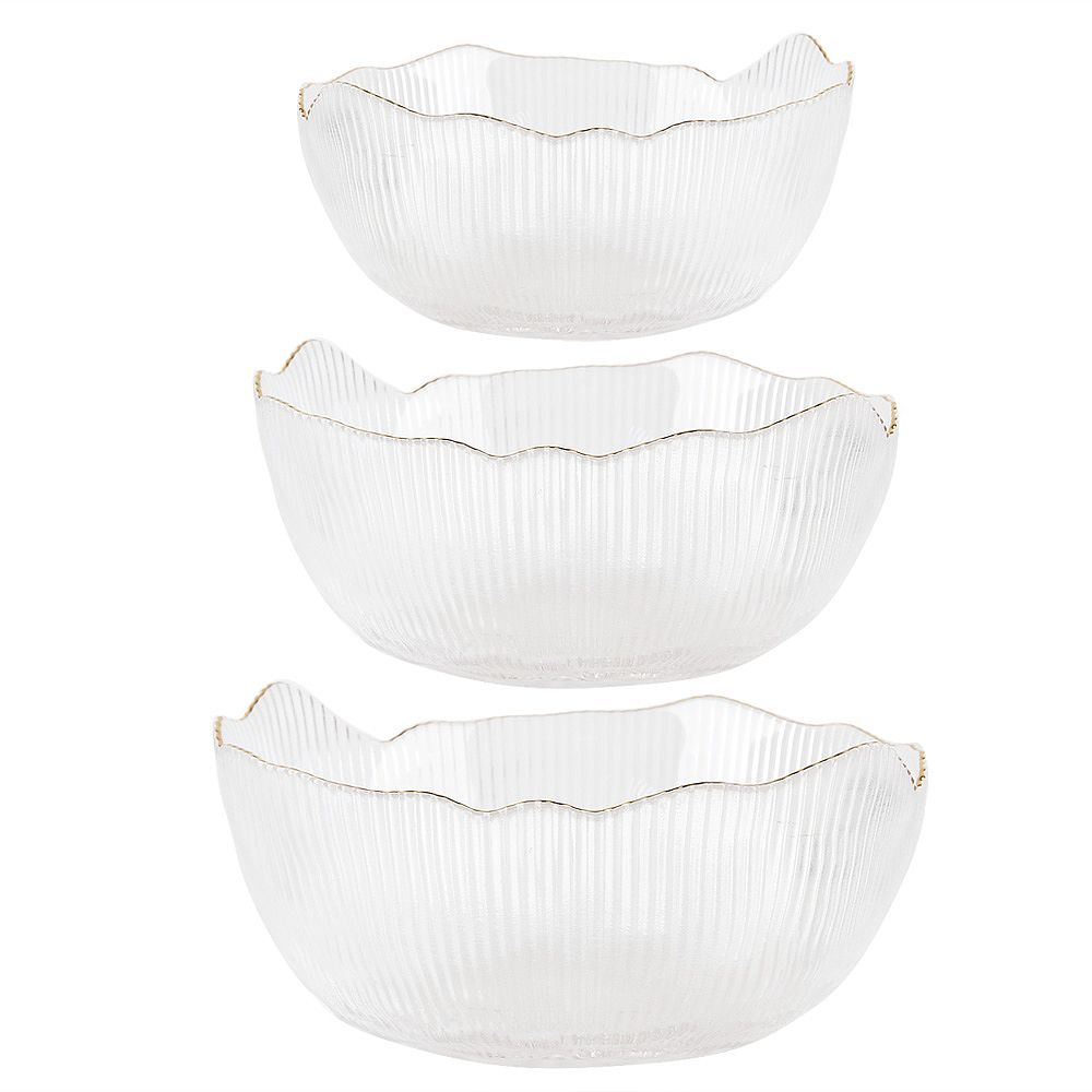 Салатник, набор 3шт. "Frost stripe" (белый) d=12,5/15,5/19см (стекло) (транспортная упаковка)