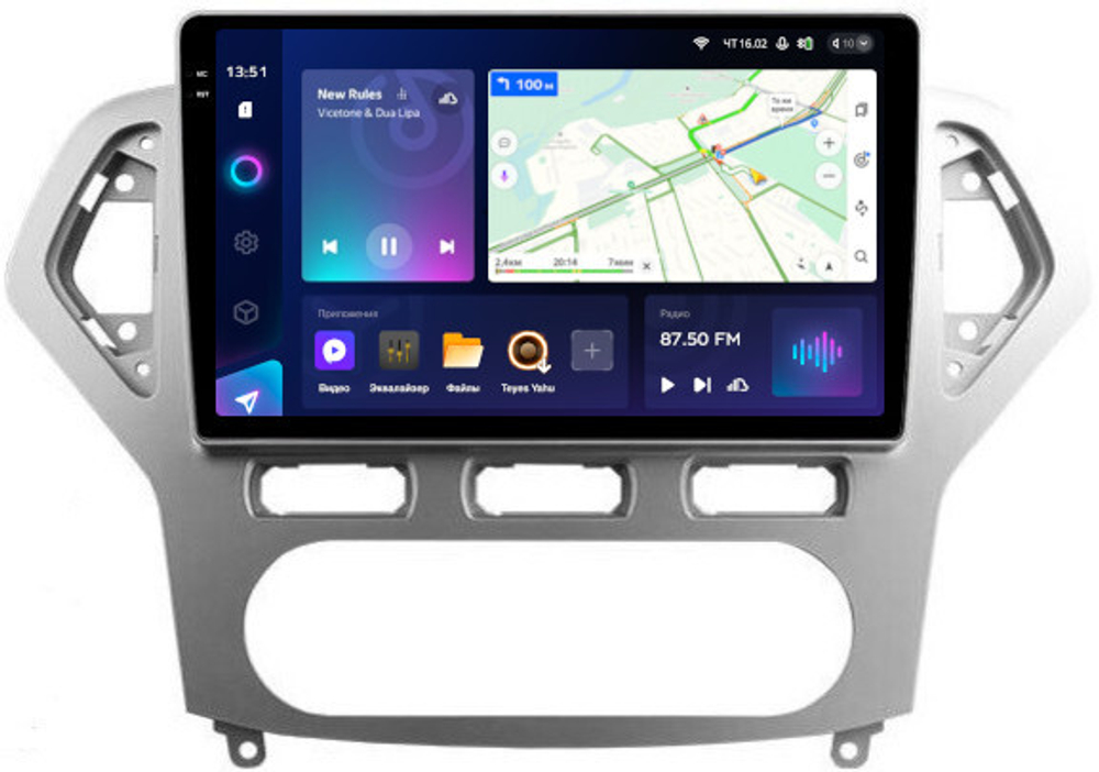Магнитола для Ford Mondeo 4 2007-2010 (рамка серебро) - Teyes CC3-2K на Android 10, 2K QLED, ТОП процессор, CarPlay, 4G SIM-слот
