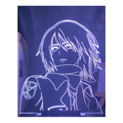 Акриловый светильник на черной подставке "Атака Титанов - Микаса"