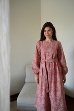 Платье Дафна из фланели для беременных и кормящих мам, Розовый с пионами