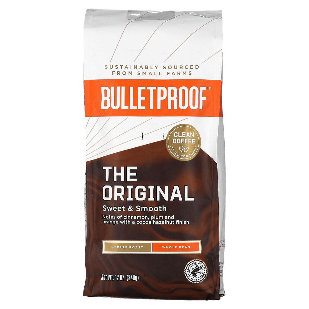 BulletProof, кофе, оригинальный, средней обжарки, зерновой, 340 г (12 унций)
