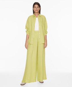 Oysho Льняная рубашка, фисташковый