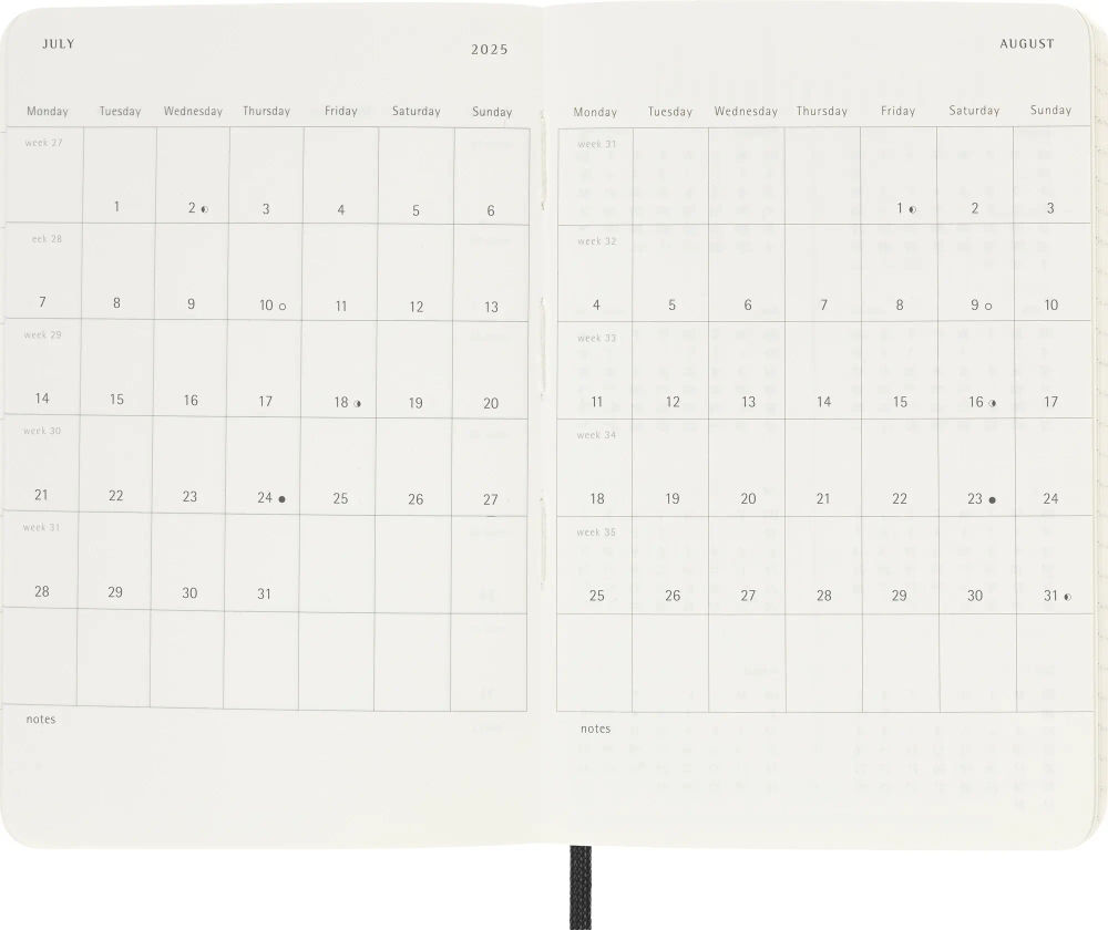 Еженедельник Moleskine (DSB12WN2) Classic Soft WKNT Pocket 90x140мм 144стр. мягкая обложка черный