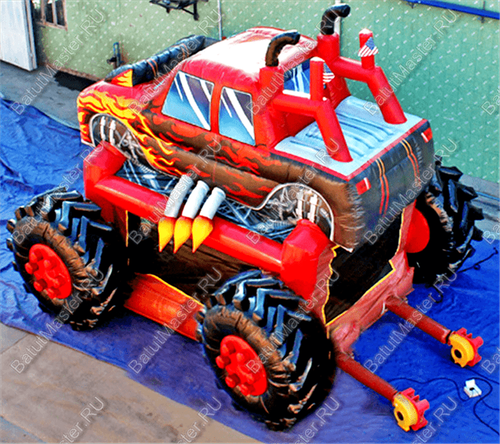 Коммерческий надувной батут "Машина монстр" с крышей