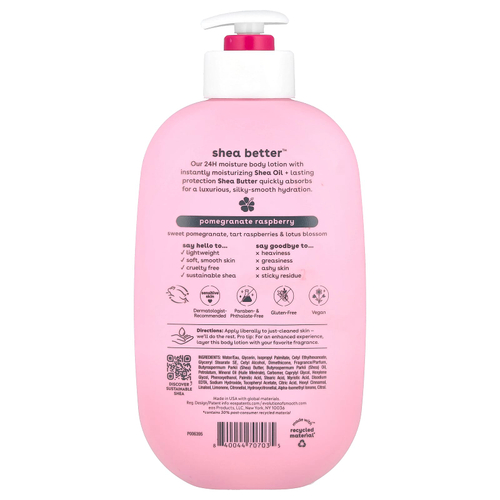 EOS, Shea Better ™, увлажняющий лосьон для тела на 24 часа, гранат и малина, 473 мл (16 жидк. Унций)