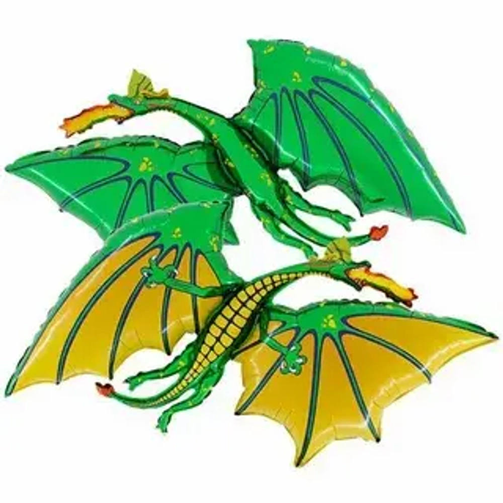 Шар (36""/91 см) Фигура, Дракон, Зеленый, 1 шт. Б12