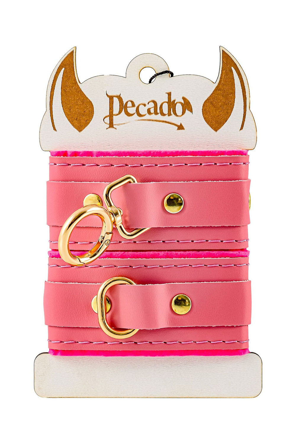 Наручники-браслеты Pecado – двуслойная кожа, розовые