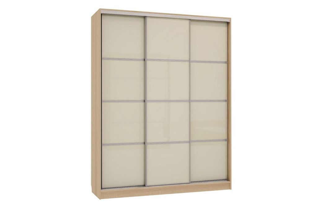 Шкаф-купе "Бассо-2 600" (дуб сонома/крем), ЛДСП 16 мм, Мебельсон