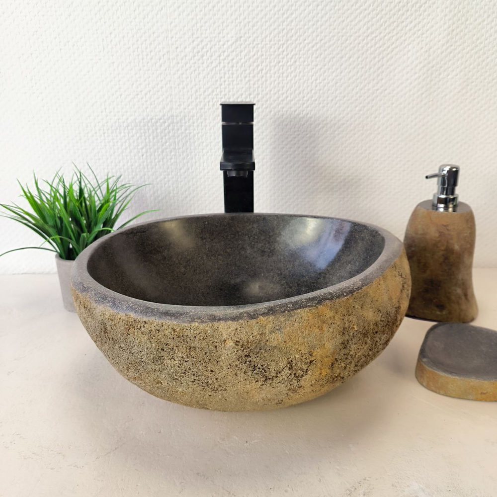 Раковина из речного камня RS-66030 36х32х15 из натурального камня