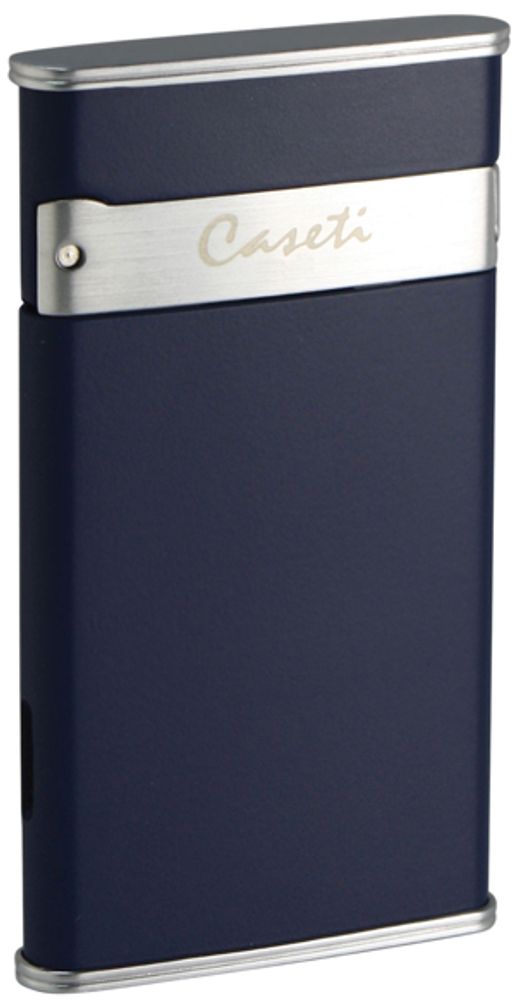 Отличная стильная брендовая французкая газовая зажигалка Caseti Никеле-хромовое+синий лак CA418-2