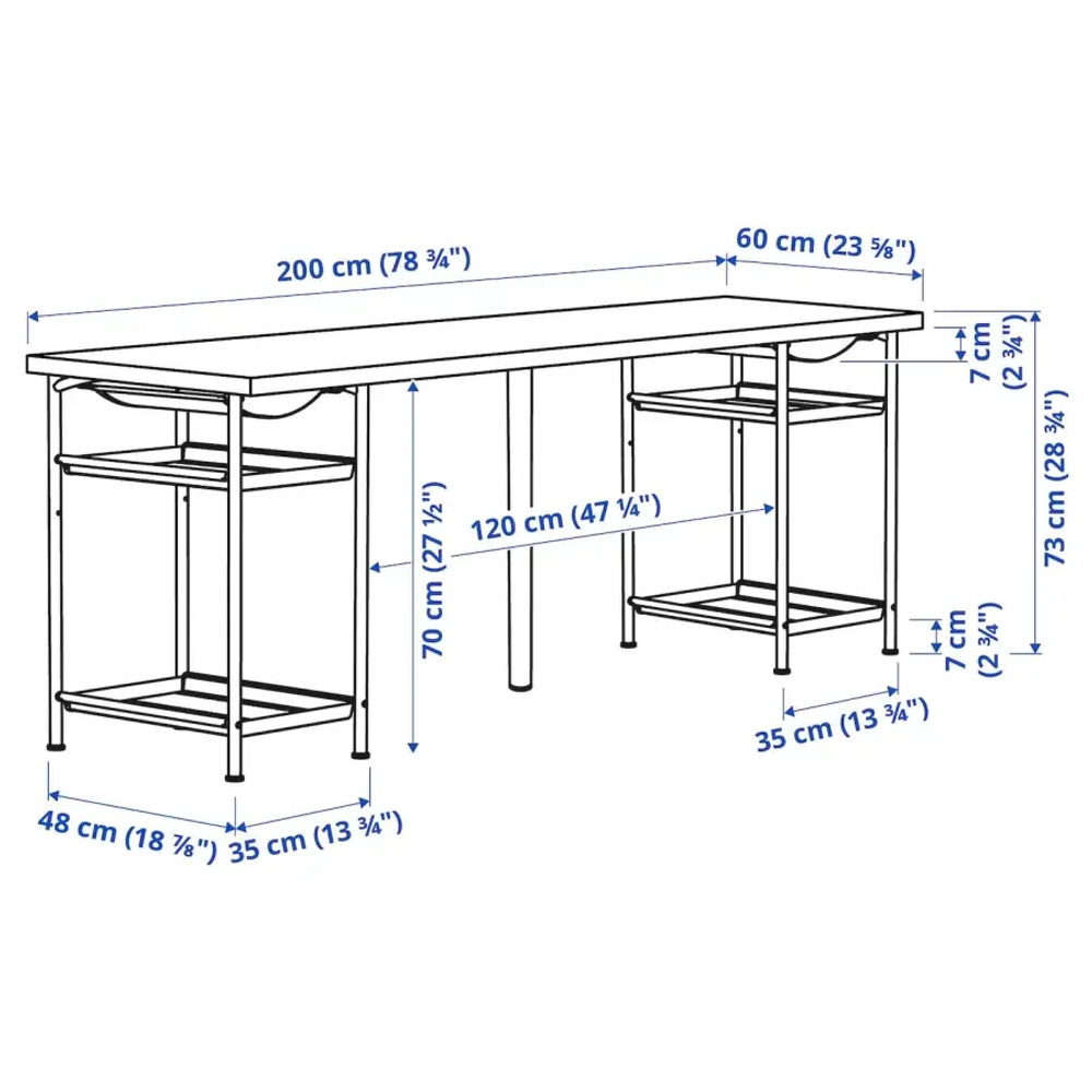 Письменный стол - IKEA LAGKAPTEN SPÄND/SPAND/СПЭНД ЛАГКАПТЕН ИКЕА, 200x60см, белый