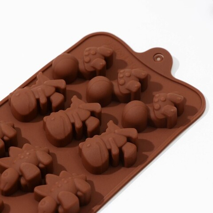 Форма для льда, шоколада и мастики «Дино», 21×11 см, 12 ячеек (4×2,5×2 см)