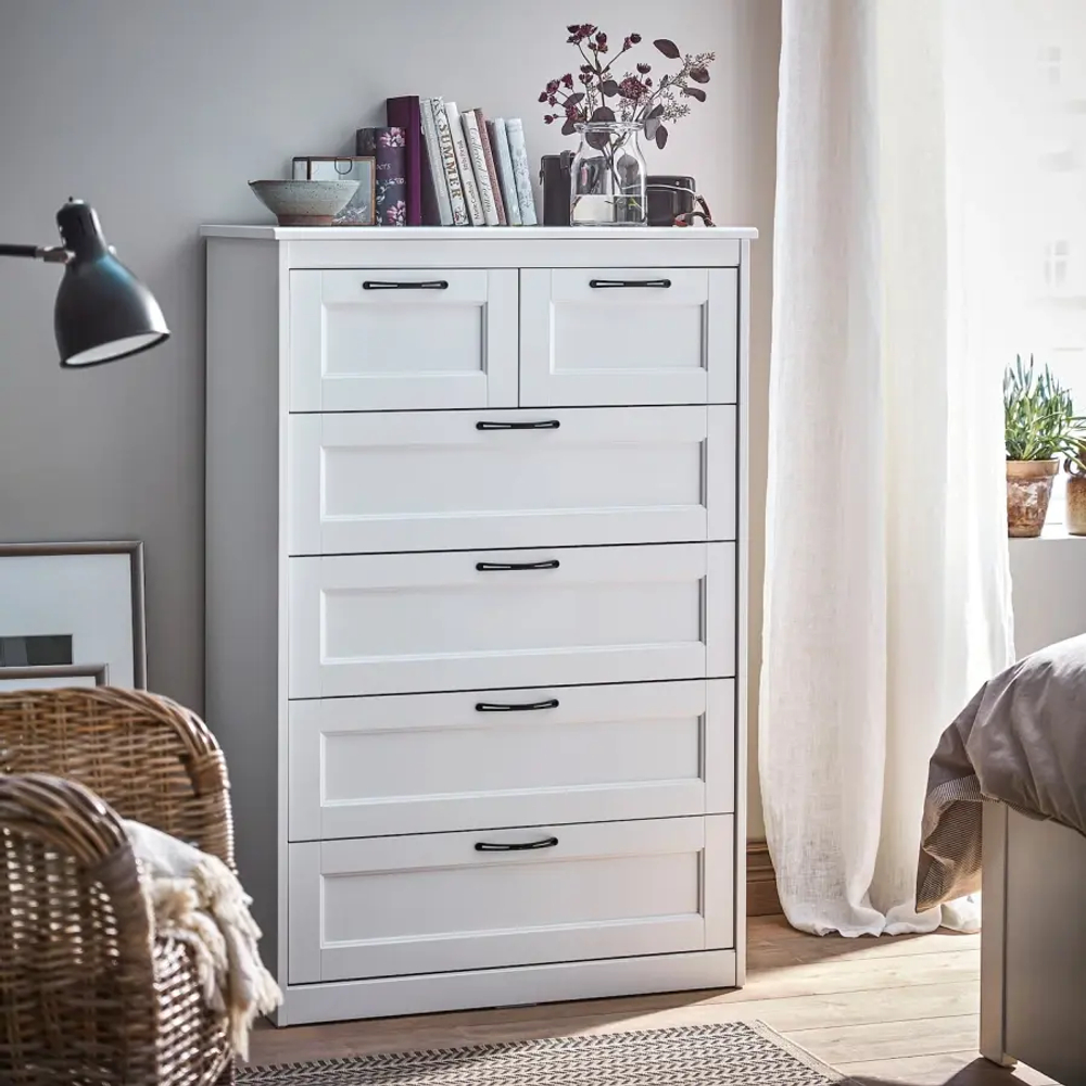 Комод с 6 ящиками - IKEA SONGESAND/СОНГЕСАНД ИКЕА, 50х82х126 см, белый