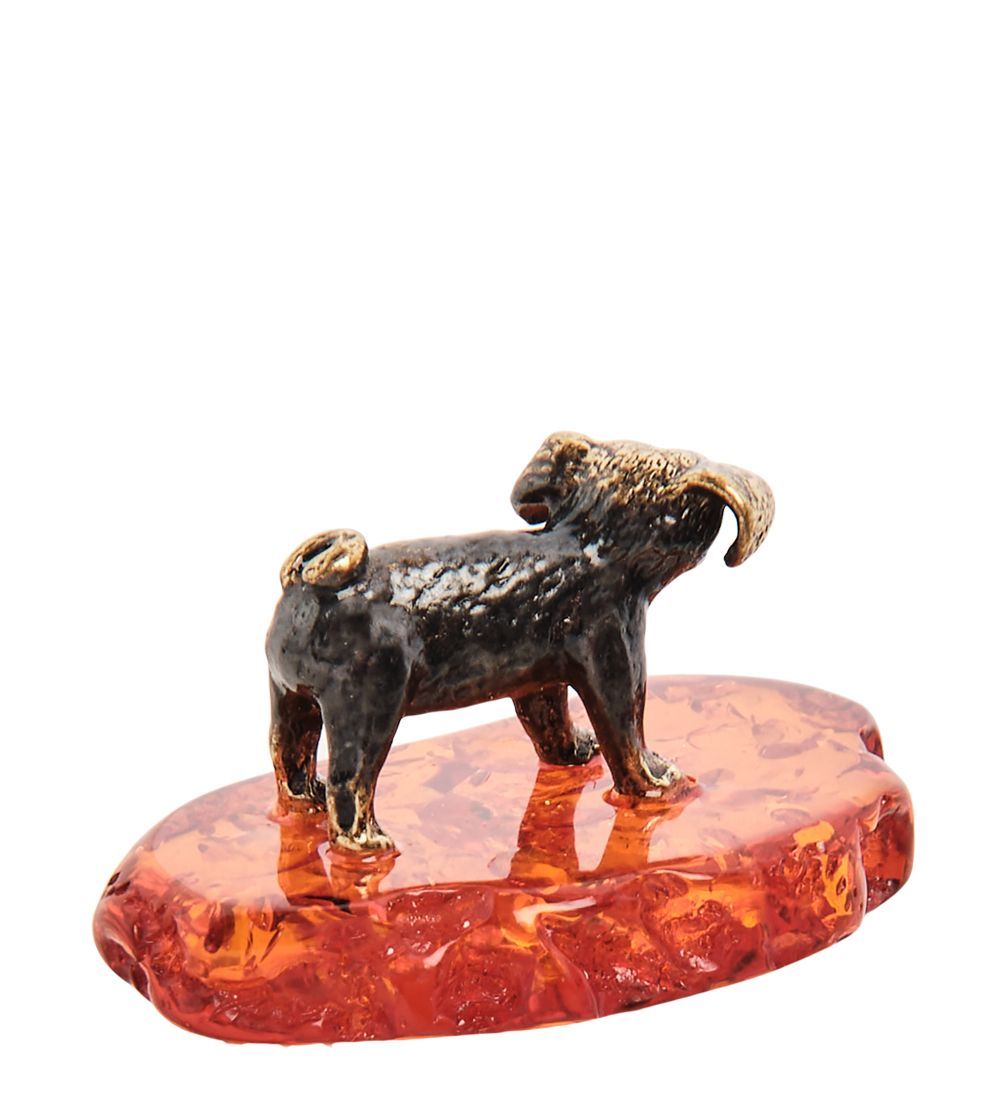 Народные промыслы AM- 252 Фигурка «Песик» (латунь, янтарь)