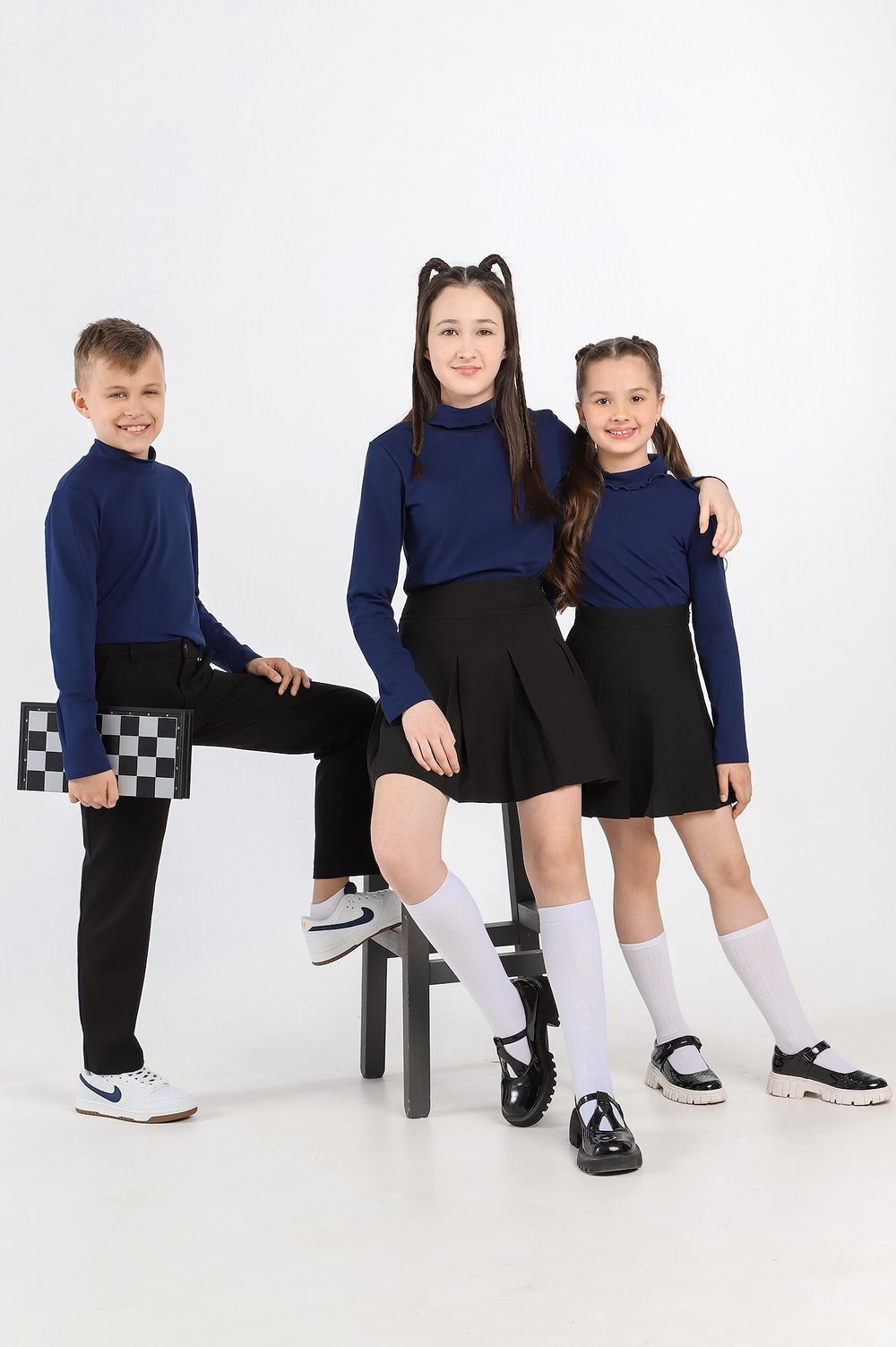 Джемпер для девочки Скул-3 Виотекс ТЁМНО-СИНИЙ