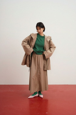 Юбка-трапеция, бежевая