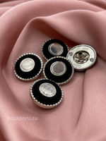 Шляпка под установочные кнопки серебристая с черным бархатом