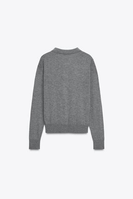 ZARA ОДНОТОННЫЙ ТРИКОТАЖНЫЙ СВИТЕР ПОЛО, СЕРЫЙ МЕЛАНЖ