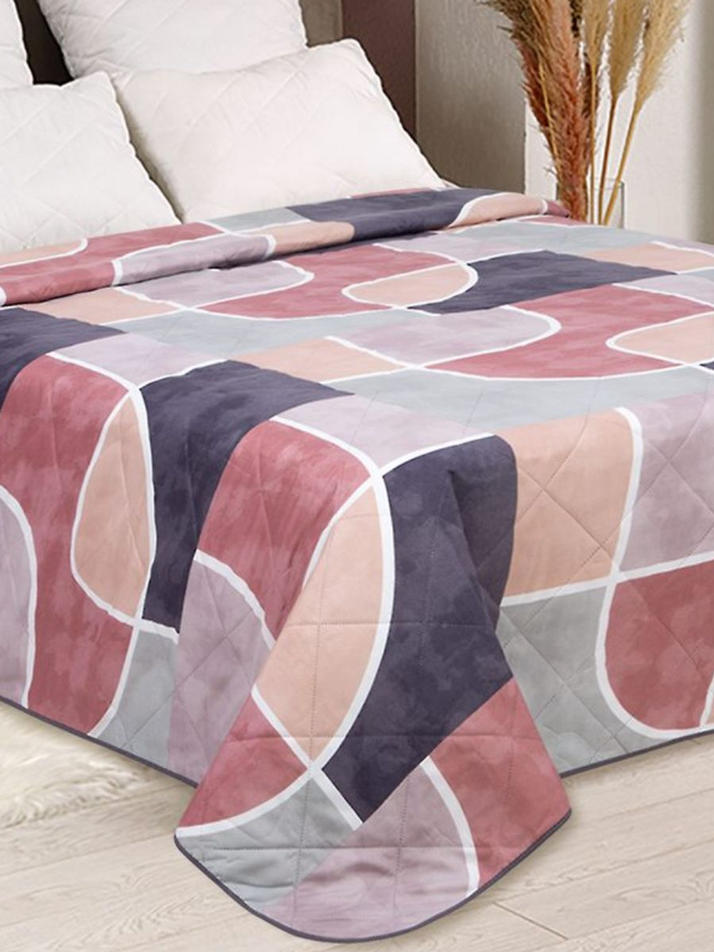 Покрывало на кровать, стеганое, поплин с размерами 215х220