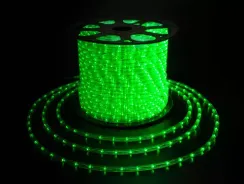 Дюралайт светодиодный 2-х проводной, диаметр 10 мм., 220В, зеленые LED лампы 30 шт на 1 м., бухта 100 м., статика, Teamprof (TPF-DL-2WH-100-10mm-240-G)