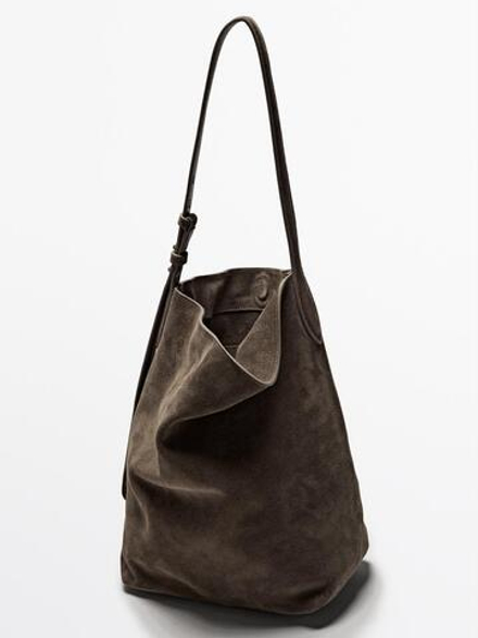 Massimo Dutti Замшевая сумка, кротово-коричневый