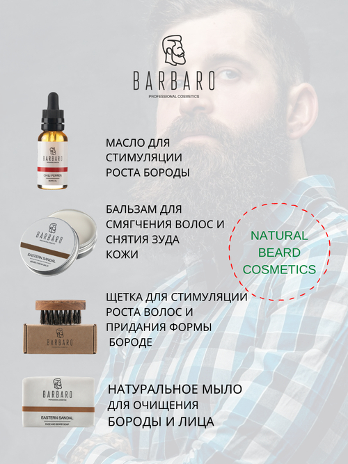 Barbaro Gift Box - Набор для роста бороды в брендированном тубусе