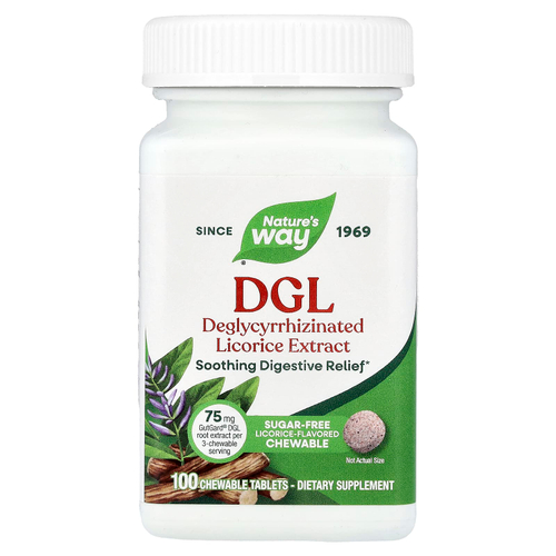 Nature's Way, DGL, солодка, 100 жевательных таблеток
