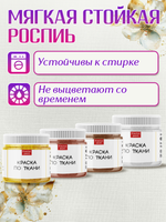 Комбо красок по ткани (золото+бронза+медь+перламутр) 4х20 мл