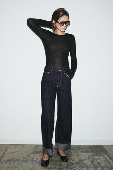 ZARA ДЖИНСЫ BAGGY СО СРЕДНЕЙ ПОСАДКОЙ — ZW COLLECTION, СИНИЙ