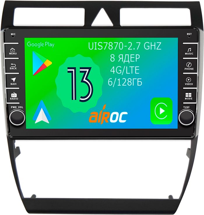 Магнитола для Audi A6 2001-2004 - Airoc AB-3602 (кнопки и крутилки), Android 13, Быстрая, SIM-слот, CarPlay