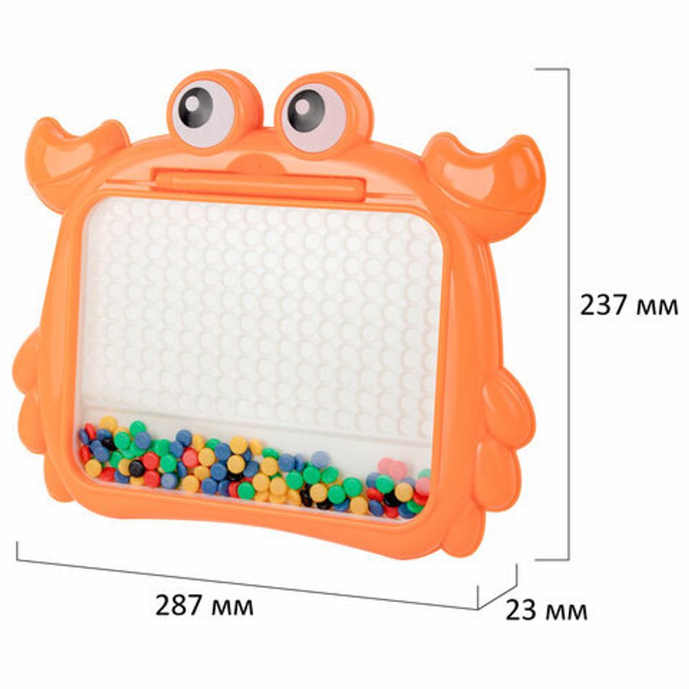 Мозаика магнитная развивающая для детей "Краб", стилус, 101 магнит, 10 карточек, BAMBOX, 665889