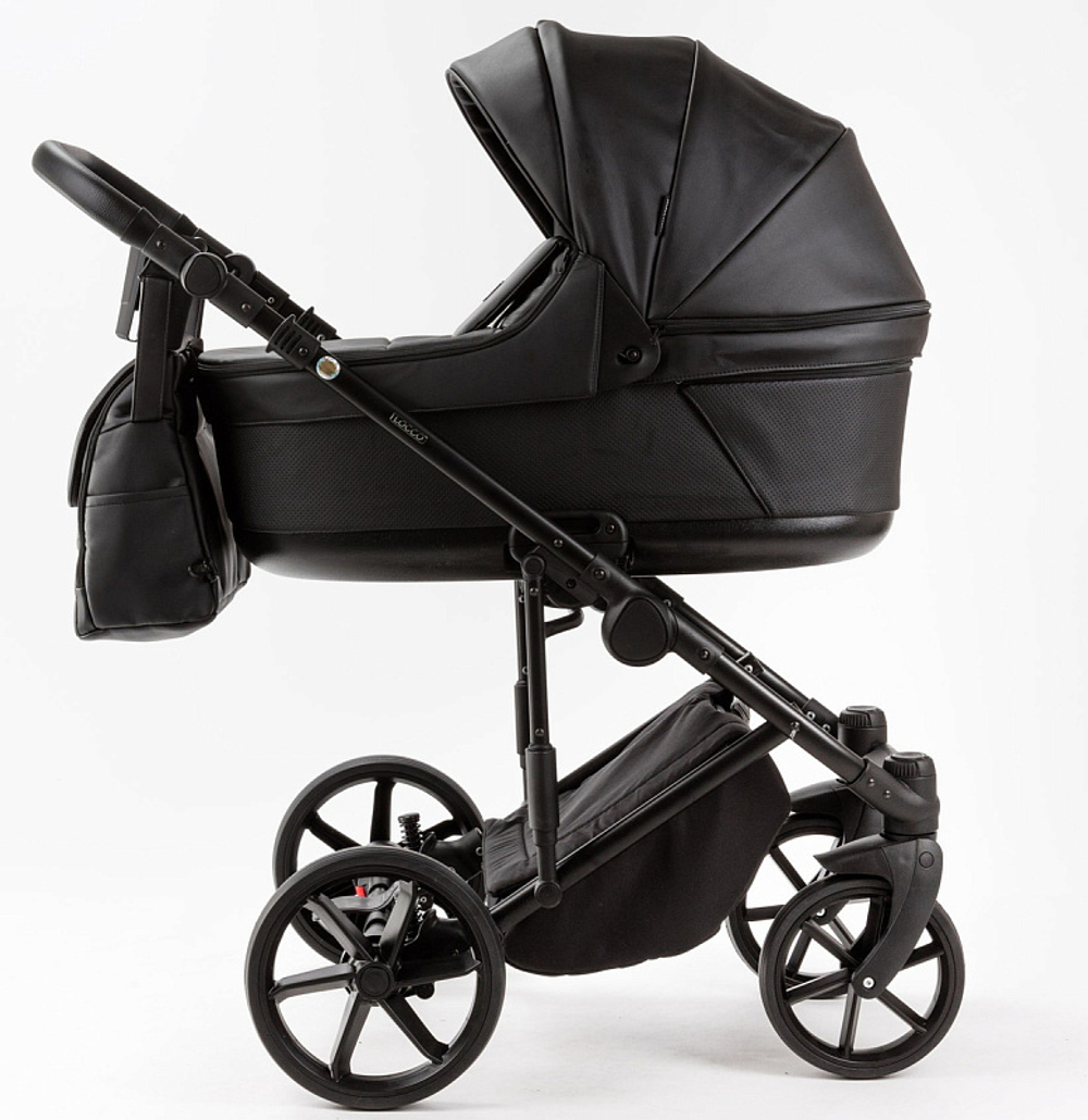 Детская коляска Adamex Locco Light Deluxe 2 в 1 LL-SA02 (ЧЕРН.КОЖА)