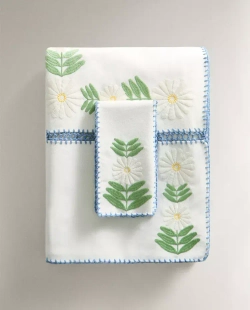ZARA HOME СКАТЕРТЬ С КОНТРАСТНОЙ ВЫШИВКОЙ, ЭКРЮ