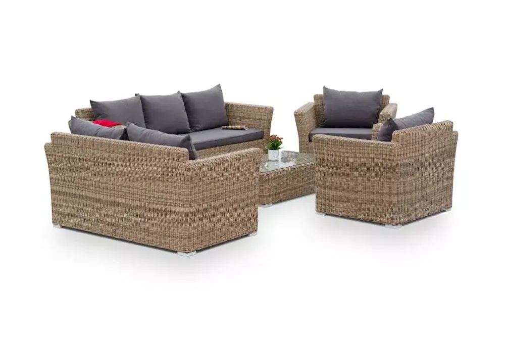 "Капучино Дабл" лаунж-зона из искусственного ротанга, цвет соломенный