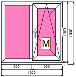 Пластиковое окно 1000 х 1000 ТермА Эко + Москитная сетка