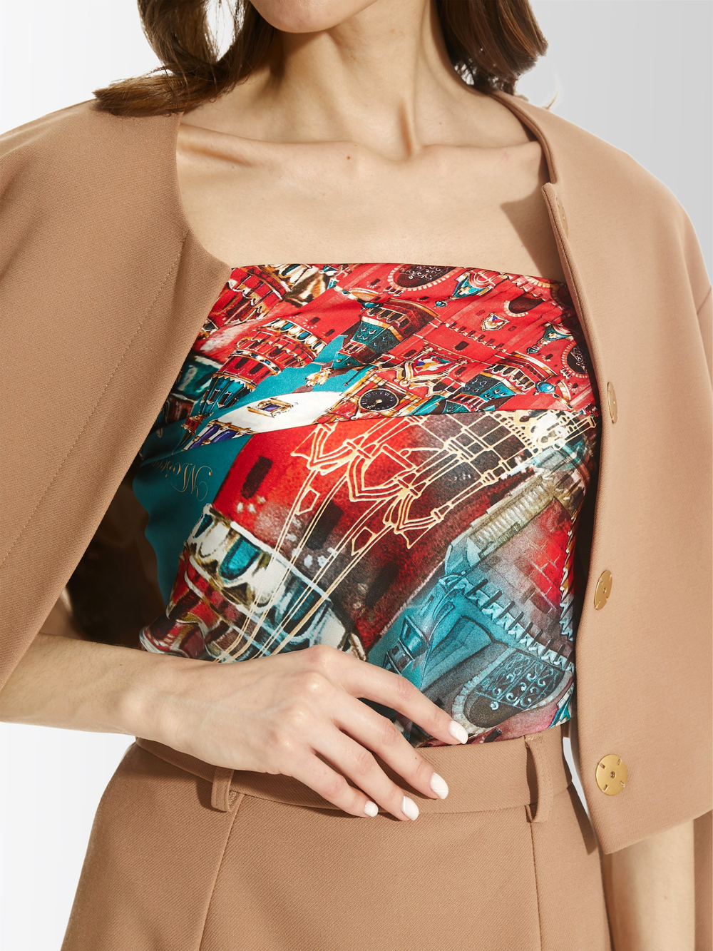 Платок «Кремль - Москва - Фаберже» 100% шёлк