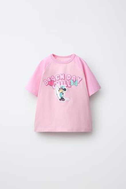 ZARA ФУТБОЛКА С РУКАВАМИ РЕГЛАН MINNIE MOUSE © DISNEY, РОЗОВЫЙ