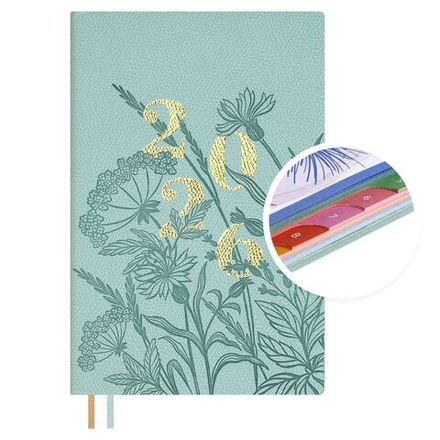 Еженедельник дат. 2026г А6 96л., кожзам., мягк.пер. "Джут мятный" тисн.фольгой, вырубка, ляссе