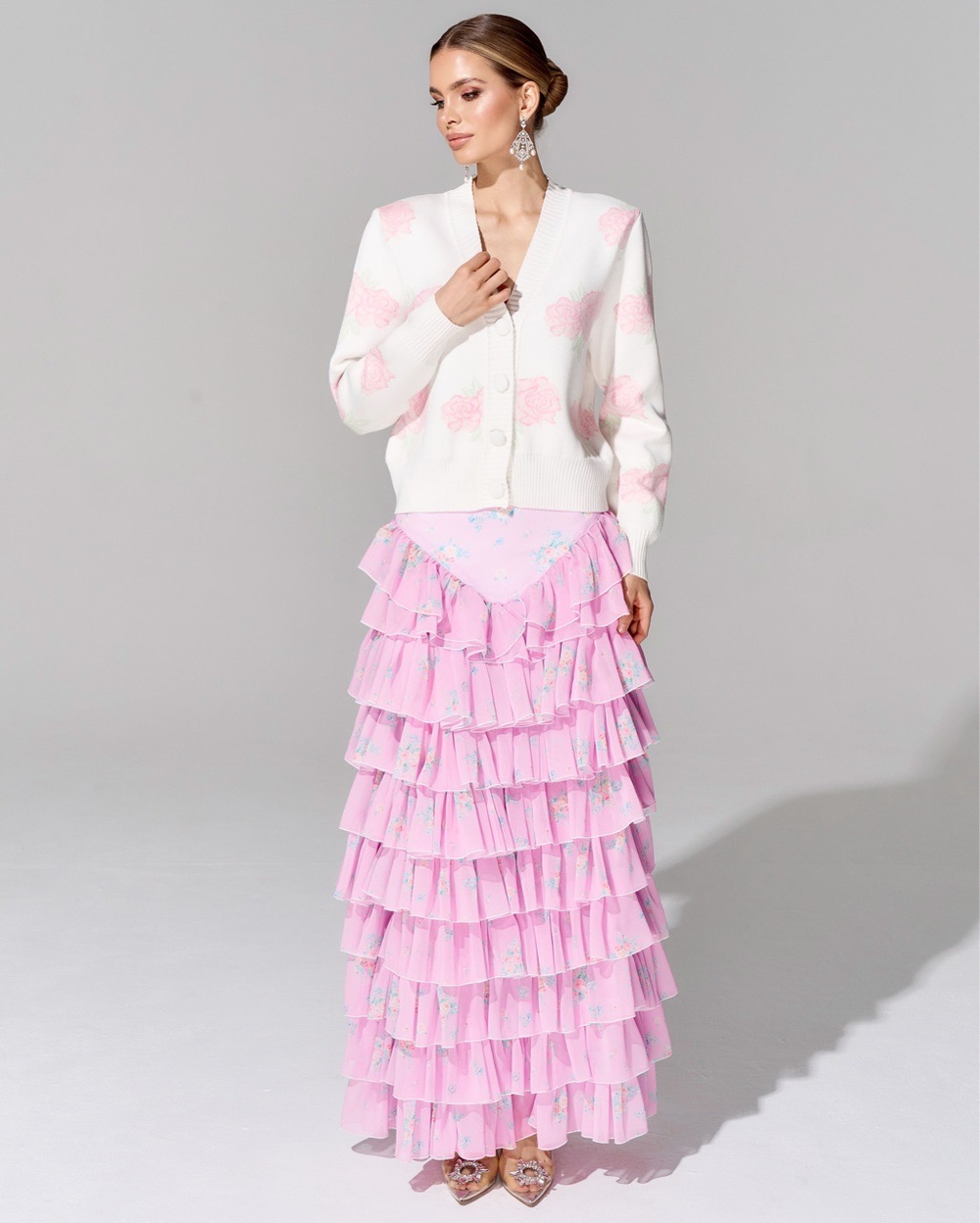 Юбка длины макси из премиального шифона