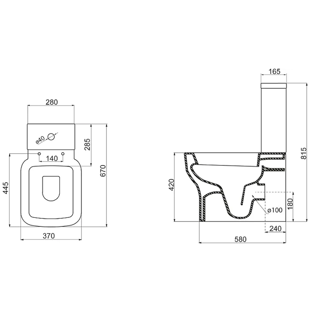 Унитаз компакт BelBagno Vaso BB127CP без бачка и сиденья